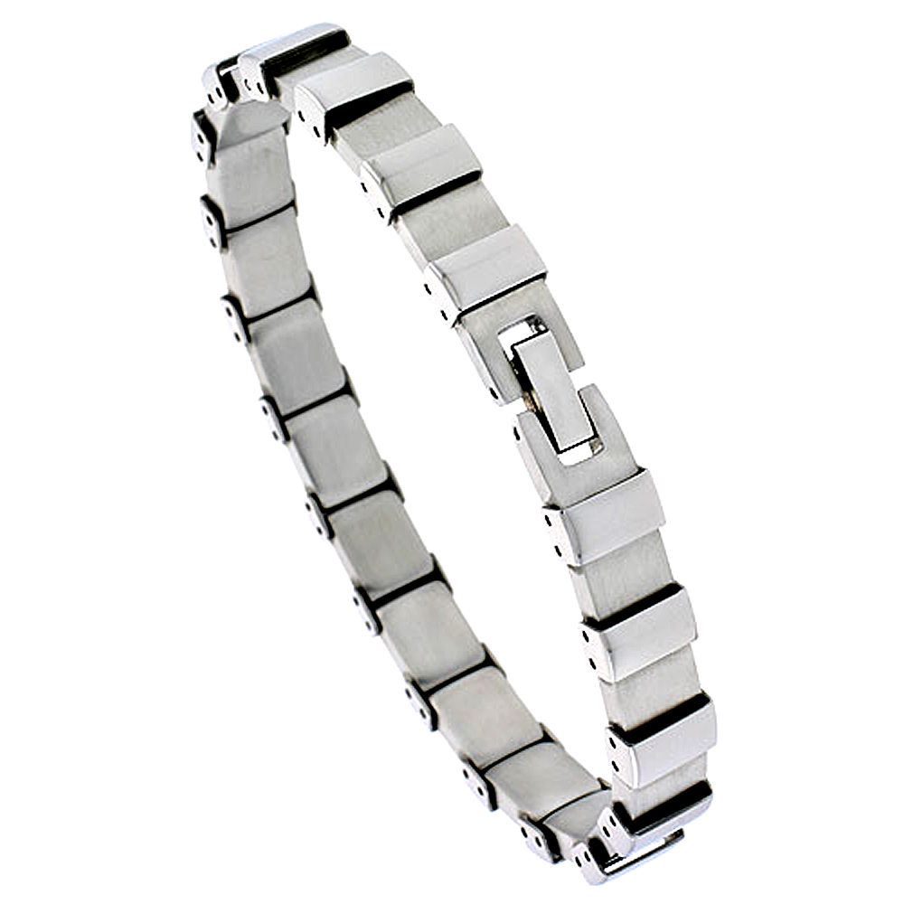 Stainless Steel Bracelet For Men Square Links, 8 inch long