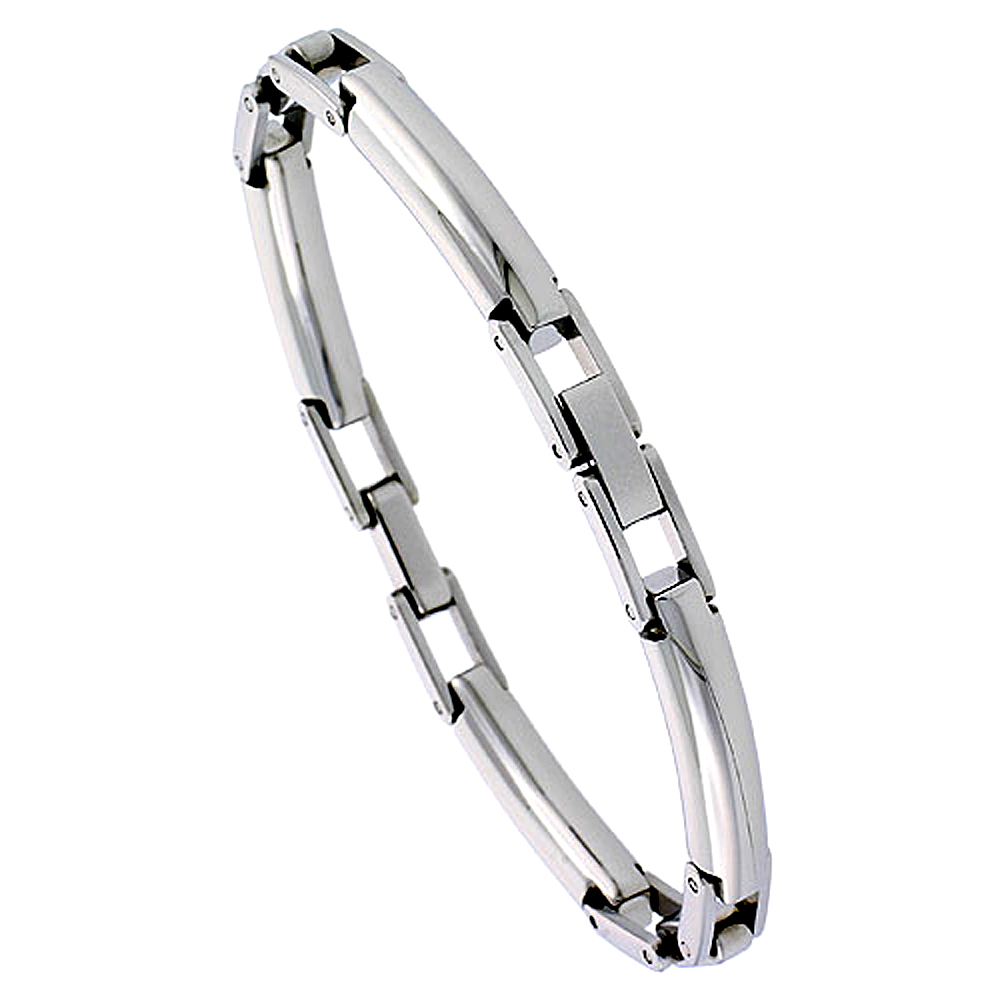 Stainless Steel Tubular Link Bracelet for Women, 7.5 inch long