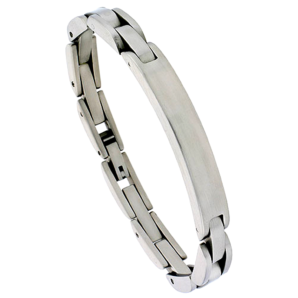 Stainless Steel ID Bracelet for Men Rounded Edge Links 5/16 inch wide, 8 inch long