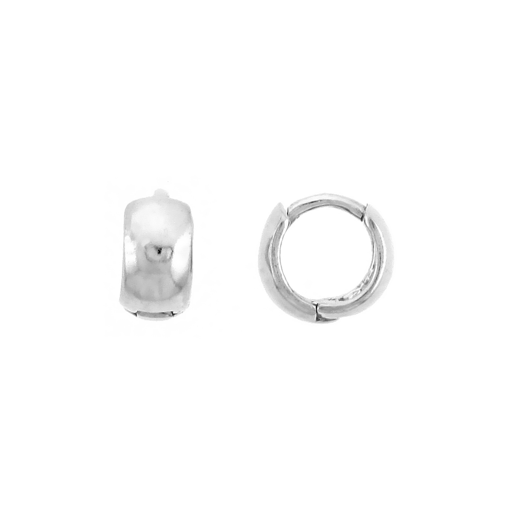 Sterling Silver Plain Huggie Hoop Earrings, 5/16" (8 mm)