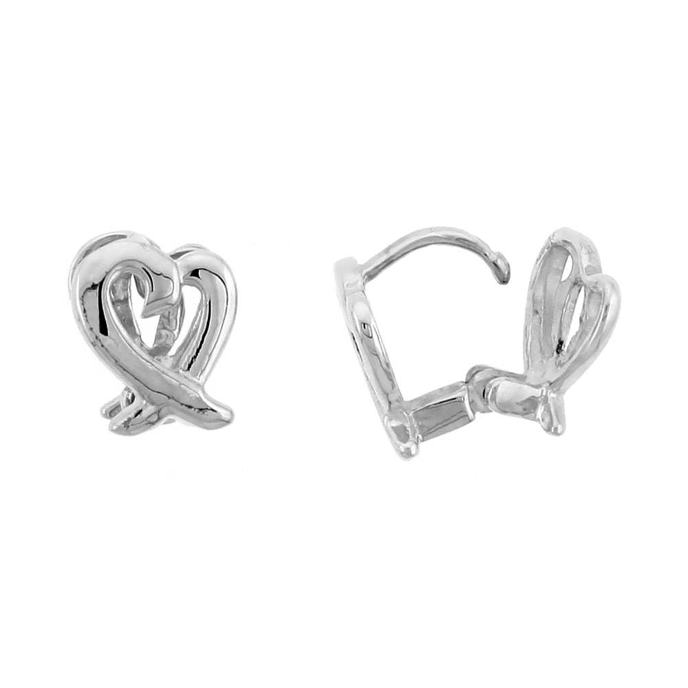 Sterling Silver Love Knot Huggie Earrings, 3/8" (10 mm)