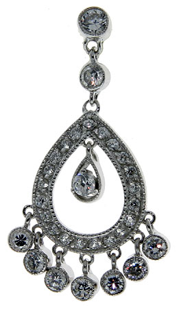 Sterling Silver CZ Chandelier Earrings