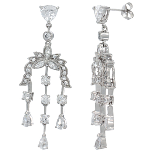 Sterling Silver CZ Chandelier Earrings
