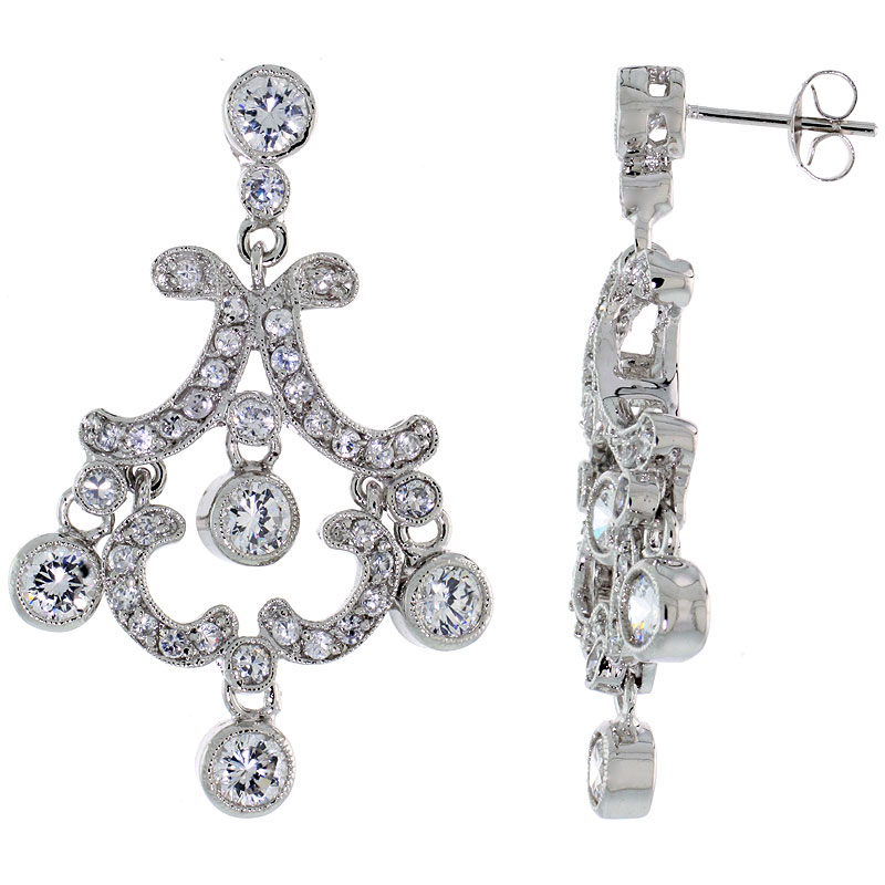 Sterling Silver CZ Chandelier Earrings
