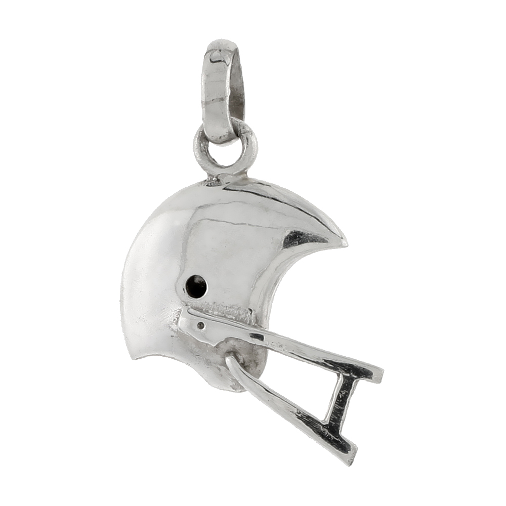 Sterling Silver Football Helmet Pendant, 9/16 inch tall