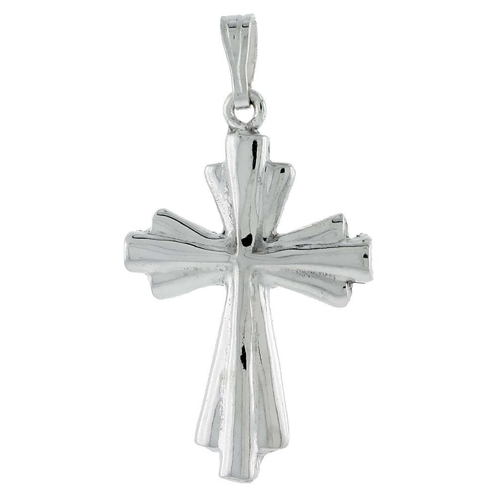 Sterling Silver Gothic Cross Pendant, 1 inch tall 