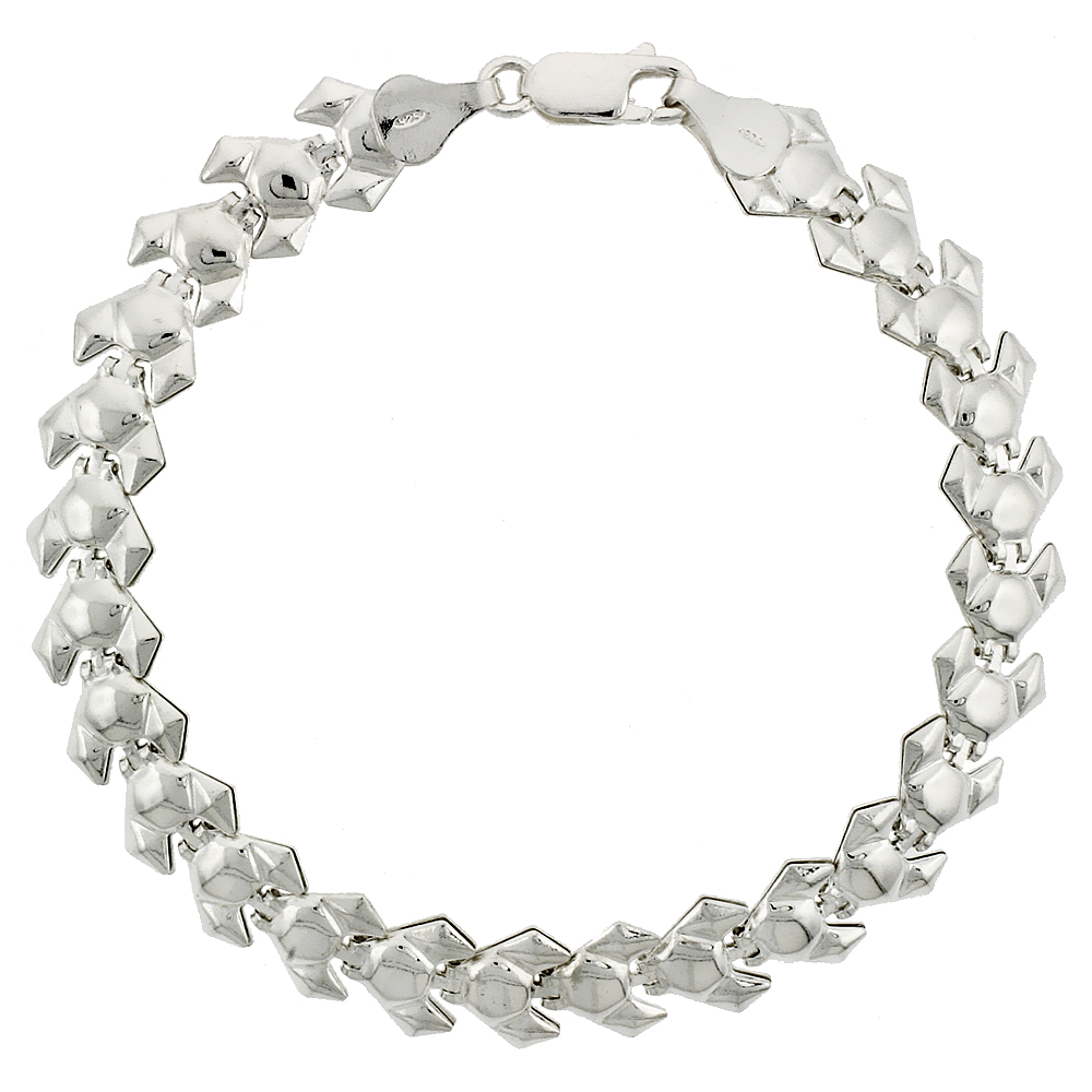 7 1/2 inch Sterling Silver Stampato Bracelet Freeform design, 3/8 inch 