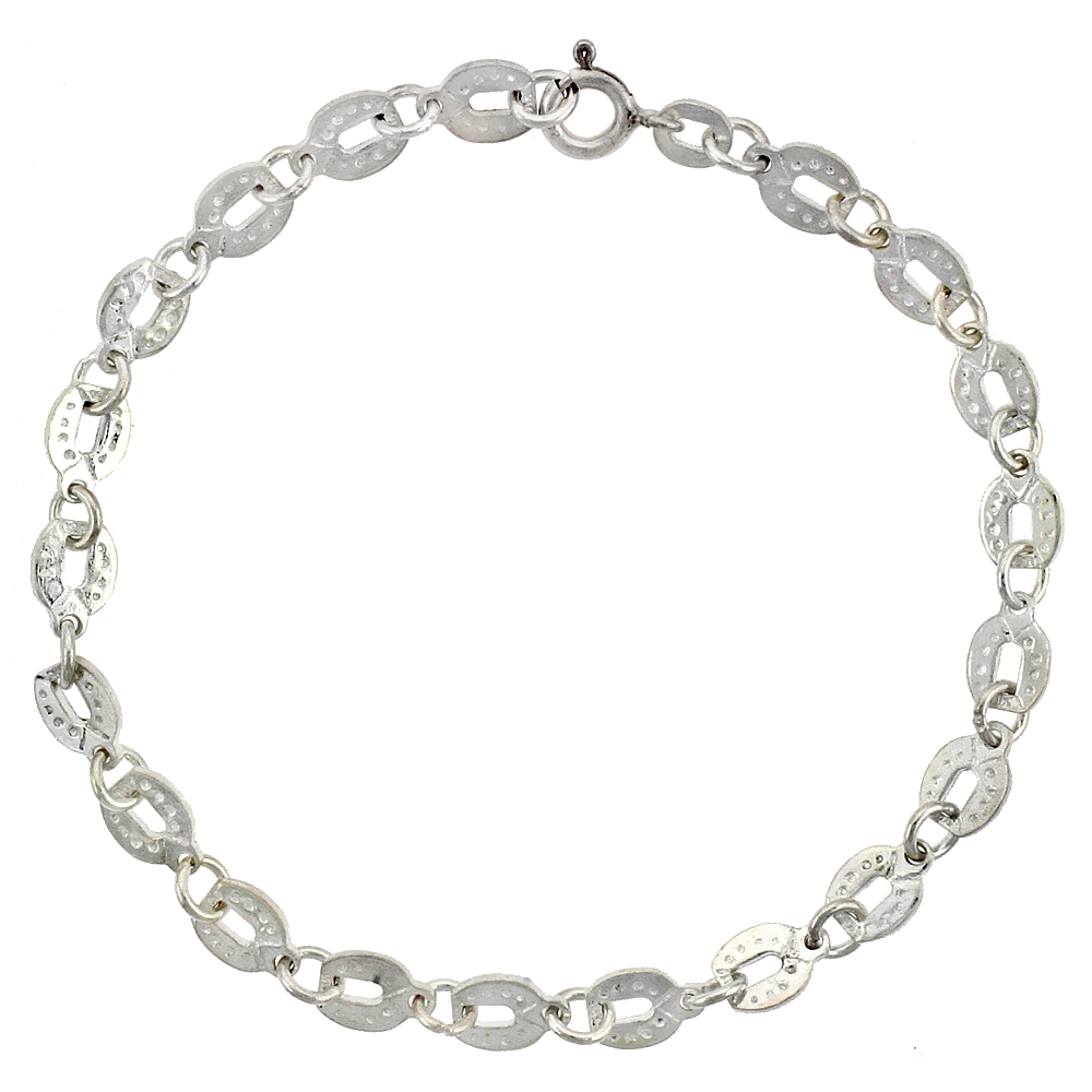 Sterling Silver Horseshoe 6 3/4" Bracelet, 3/16 inch 