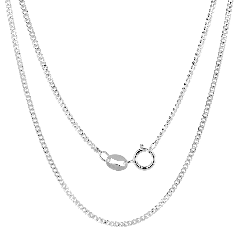 Sterling Silver Anklet CURB CHAIN Thin 1.3 mm Nickel Free Italy, Sizes 9 - 9.5 inch