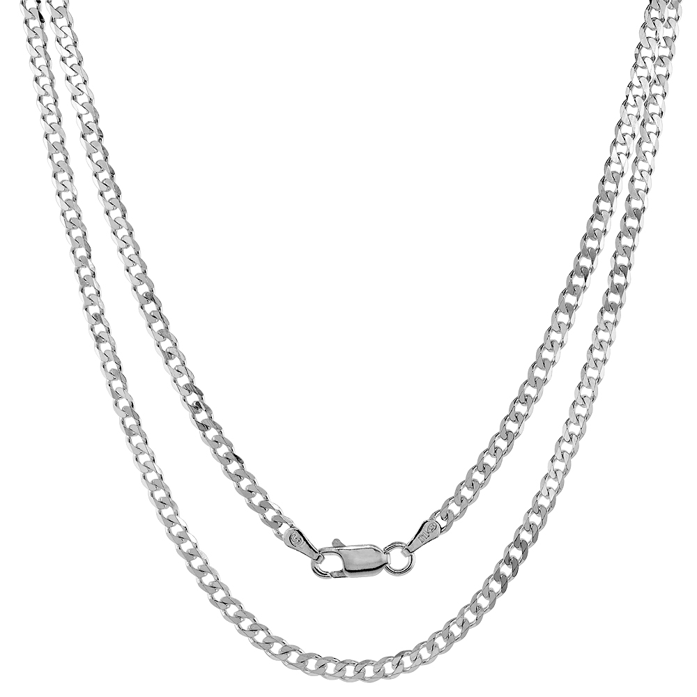 Sterling Silver Anklet CURB CHAIN 3 mm Nickel Free Italy, Sizes 9 - 9.5 inch