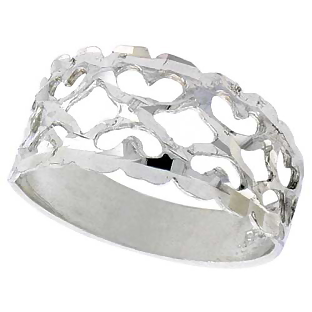 Sterling Silver Teeny Heart Ring Polished finish 5/16 inch wide, sizes 6 - 9