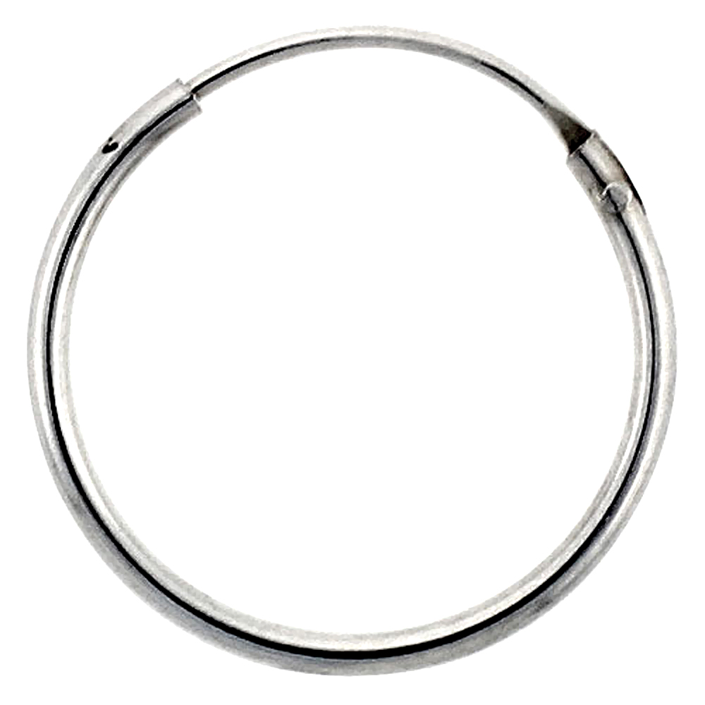 3 Pairs Sterling Silver Endless Hoop Earrings, thin 1 mm tube 5/8 inch wide