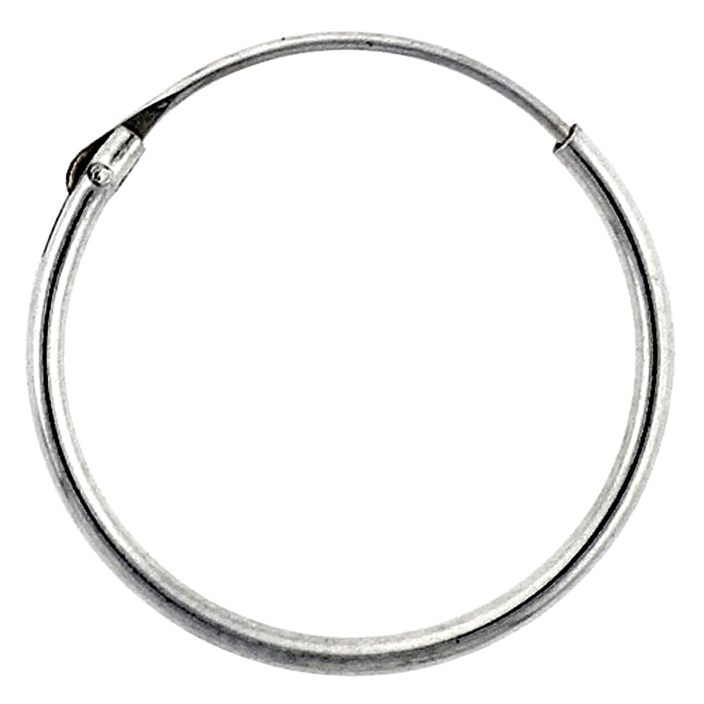3 Pairs Sterling Silver Endless Hoop Earrings, thin 1 mm tube 3/4 inch wide