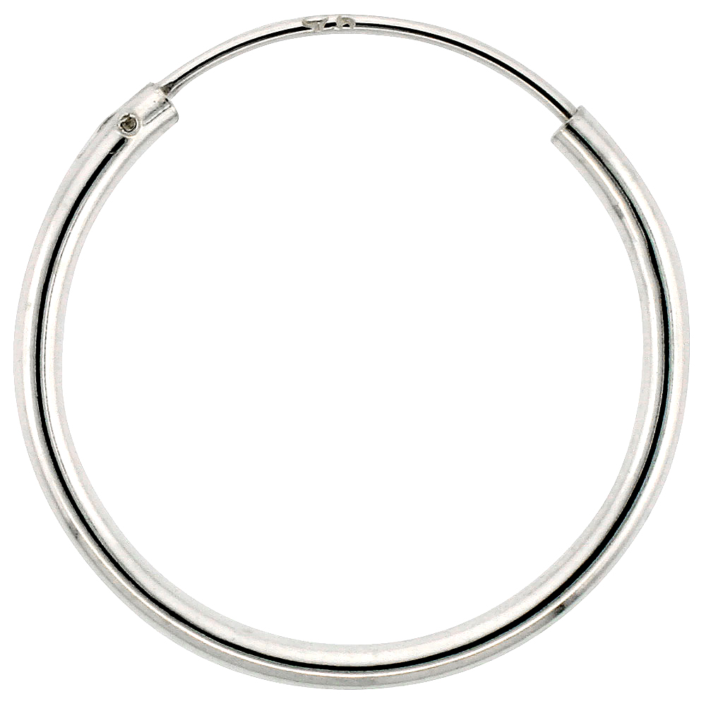 10 Pairs Sterling Silver Endless Hoop Earrings, thin 1 mm tube 3/4 inch wide