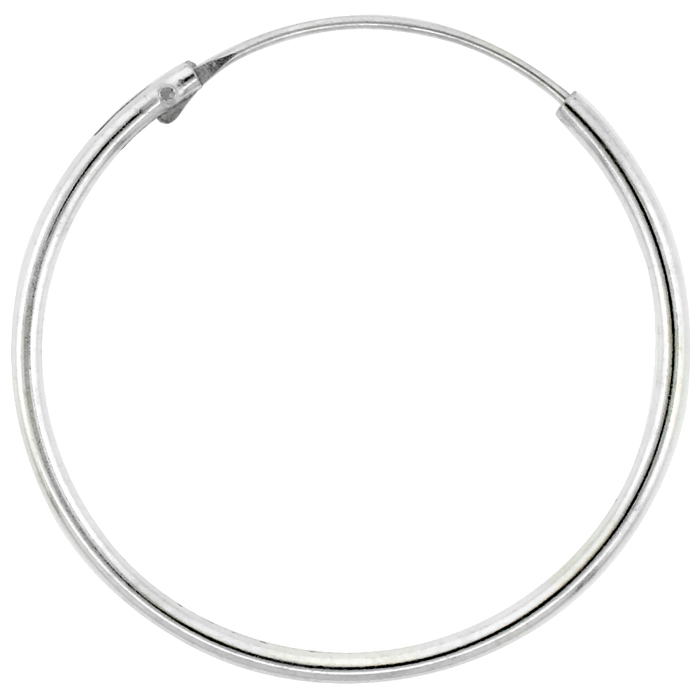 10 Pairs Sterling Silver Endless Hoop Earrings, thin 1 mm tube 1 inch wide