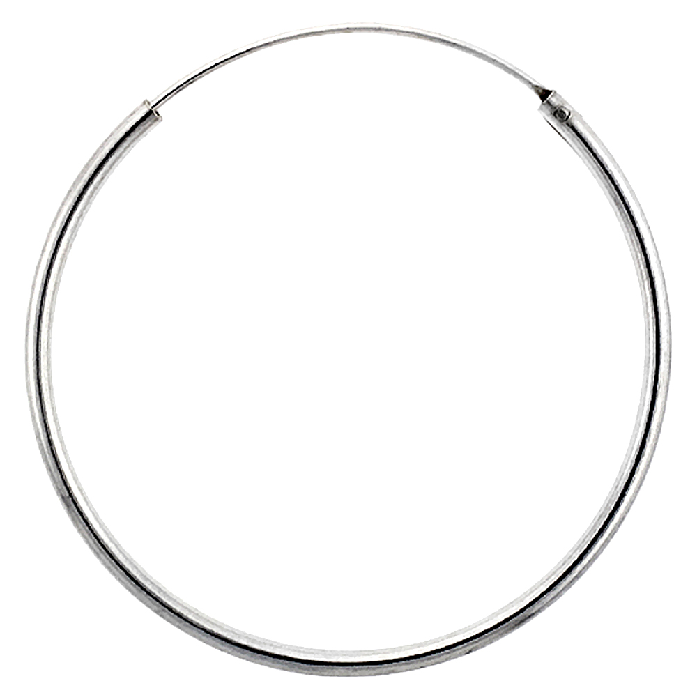10 Pairs Sterling Silver Endless Hoop Earrings, thin 1 mm tube 1 3/8 inch wide