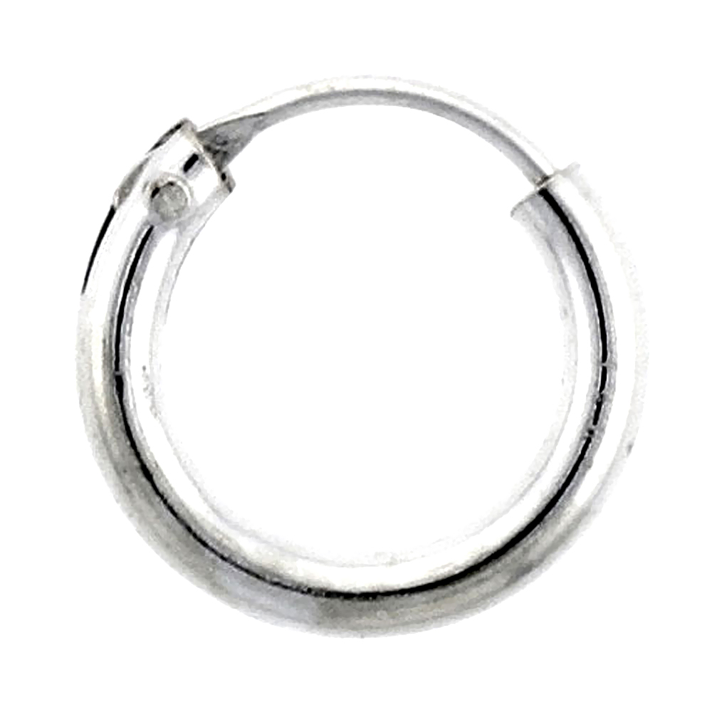 10 Pairs Sterling Silver Endless Hoop Earrings, 2 mm tube 1/2 inch wide