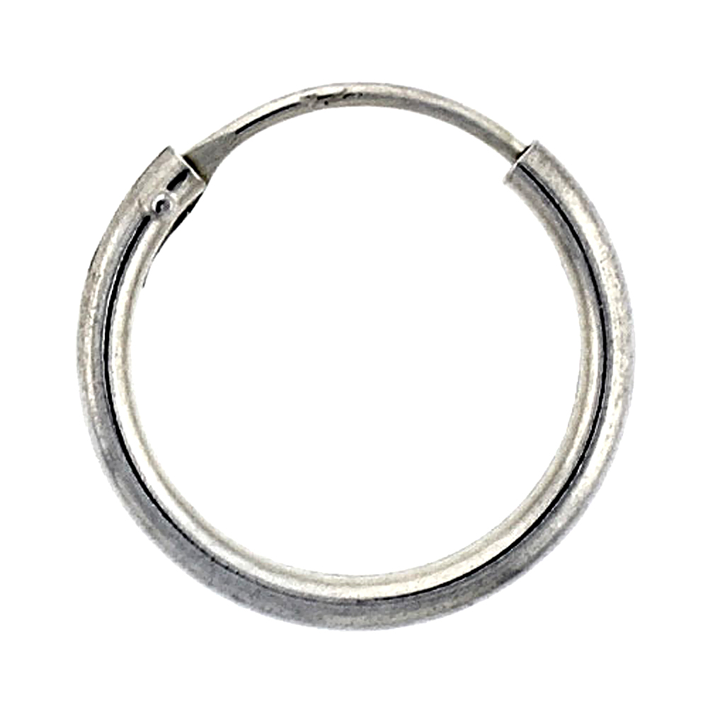 10 Pairs Sterling Silver Endless Hoop Earrings, 2 mm tube 5/8 inch wide