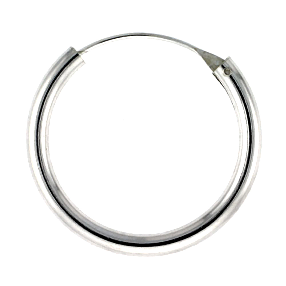 3 Pairs Sterling Silver Thick Endless Hoop Earrings, thick 3 mm tube 1 1/4 inch wide