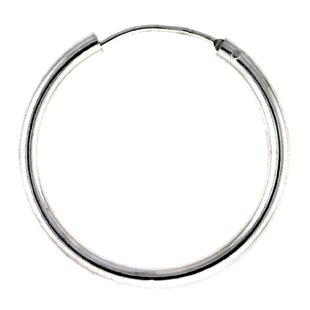 3 Pairs Sterling Silver Endless Hoop Earrings, thick 3 mm tube 1 3/8 inch wide
