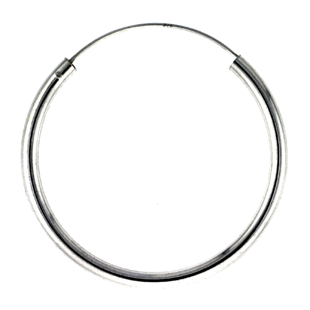 3 Pairs Sterling Silver Endless Hoop Earrings, thick 3 mm tube 1 1/2 inch wide