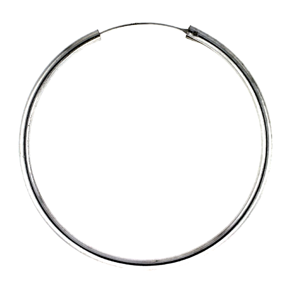 3 Pairs Sterling Silver Endless Hoop Earrings, thick 3 mm tube 2 3/8 inch wide