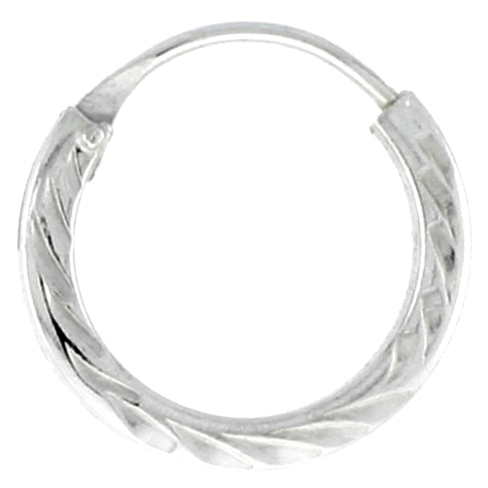 Sterling Silver Diamond Cut Hoop Earrings, 9/16 inch wide