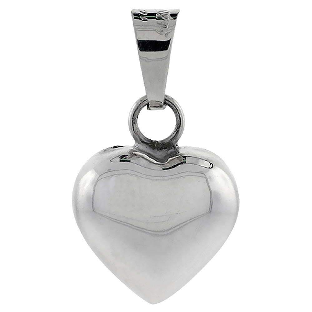 Sterling Silver 3/4 inch Harmony Heart Pendant, with snake chain.