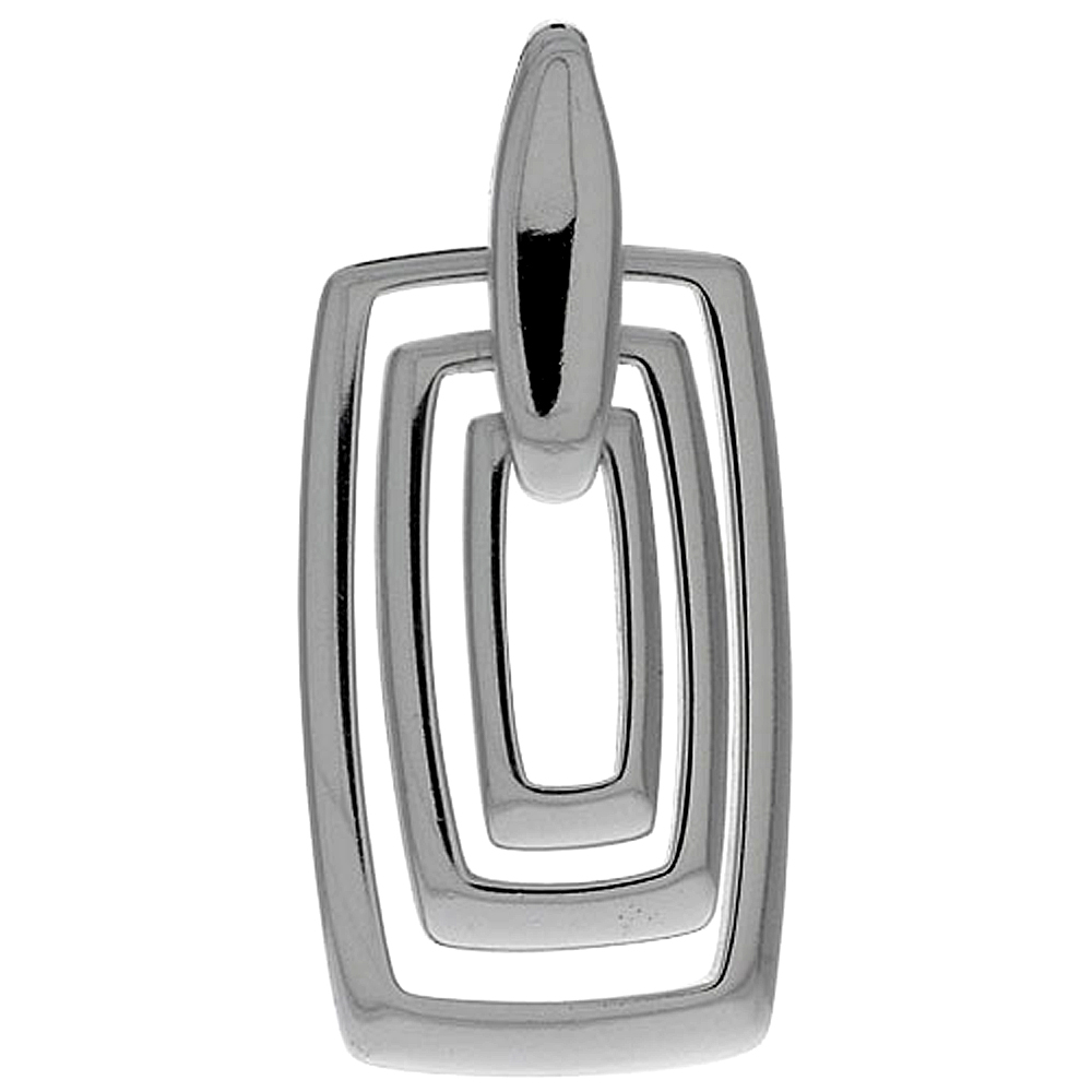 Sterling Silver Triple Rectangle Cut Outs Pendant, 1 5/8" (42 mm) tall