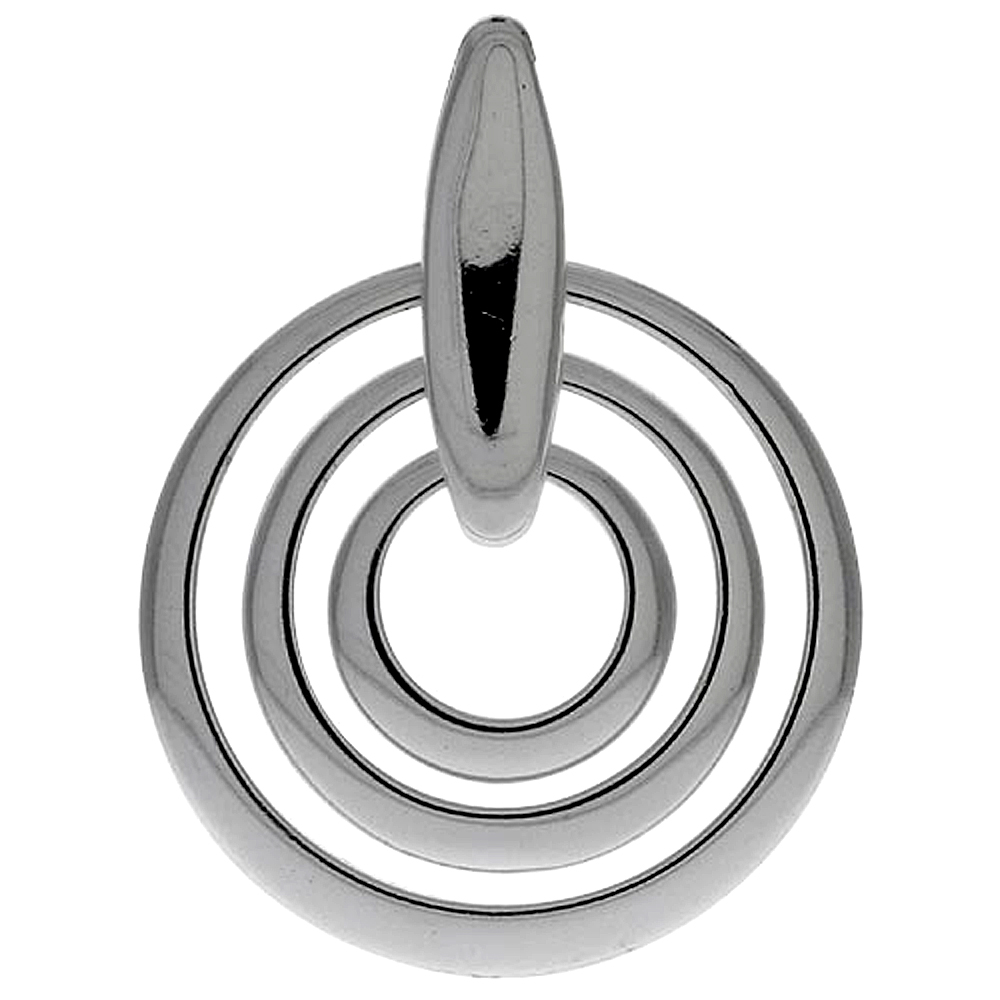 Sterling Silver Triple Circle Cut Outs Pendant, 1 3/8" (35 mm) tall