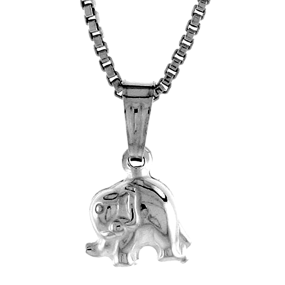 Sterling Silver Teeny Elephant Pendant Hollow Italy 1/4 inch (7 mm) Tall