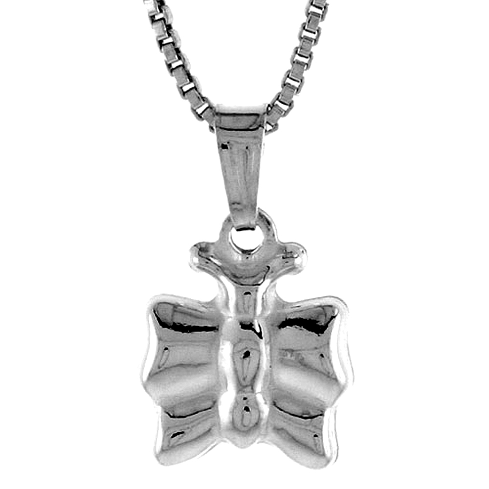 Sterling Silver Teeny Butterfly Pendant Hollow Italy 3/8 inch (10 mm) Tall