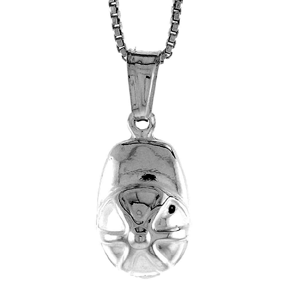 Sterling Silver Small Ball Cap Pendant Hollow Italy 9/16 inch (14 mm) Tall