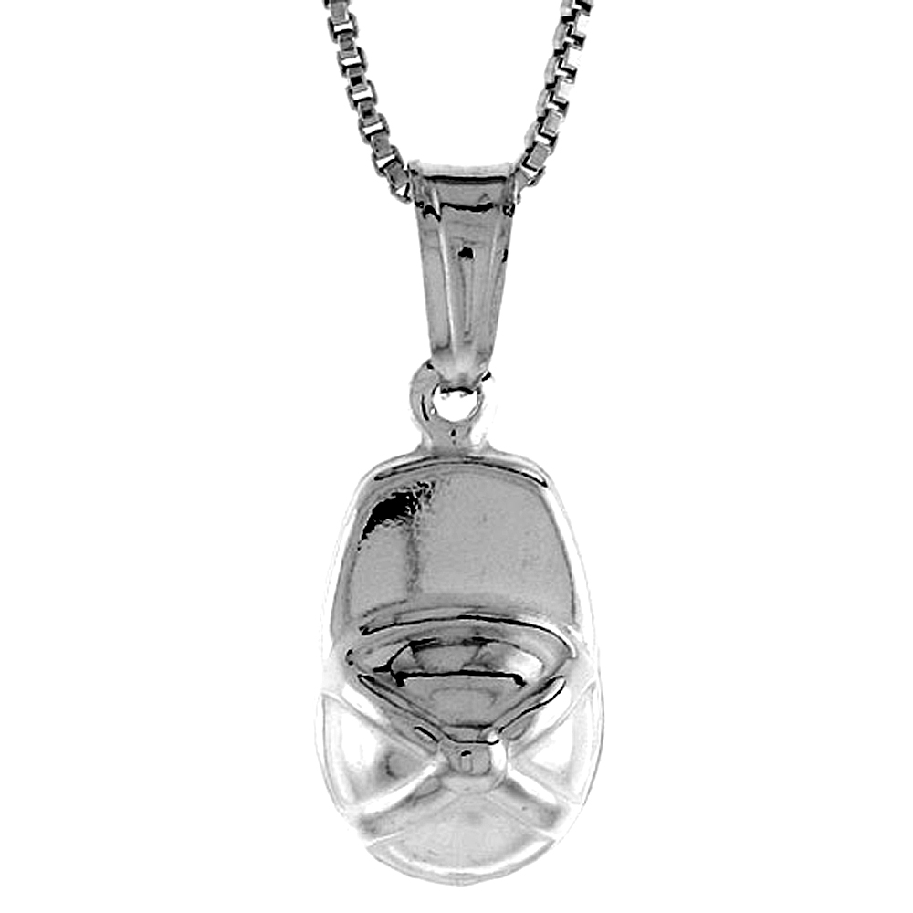 Sterling Silver Small Ball Cap Pendant Hollow Italy 9/16 inch (14 mm) Tall