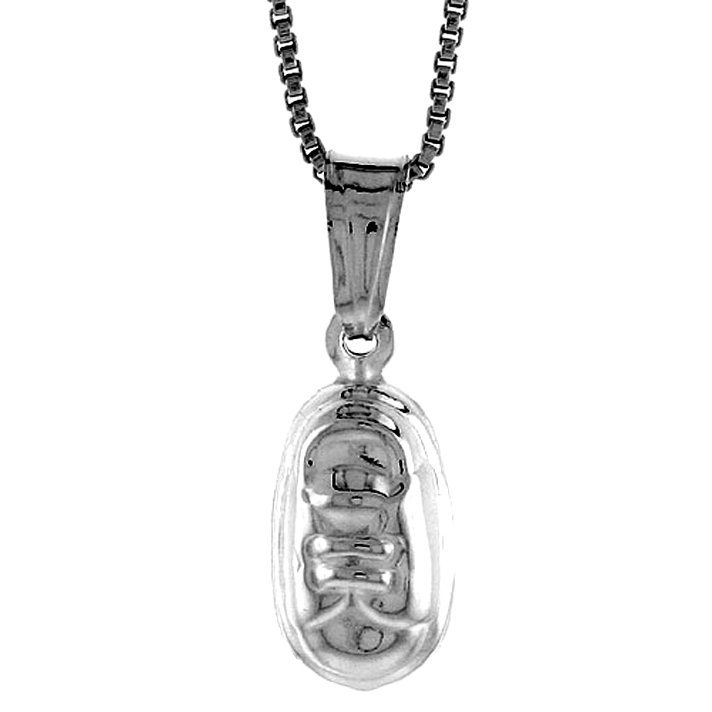 Sterling Silver Small Tennis Shoe Pendant Hollow Italy 1/2 inch (13 mm) Tall