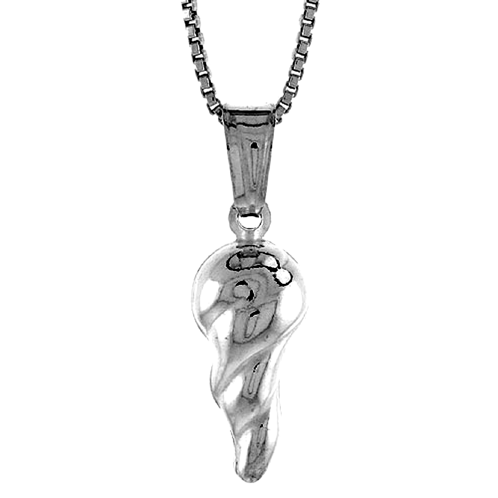 Sterling Silver Ice Cream Cone Pendant Hollow Italy 11/16 inch (17 mm) Tall