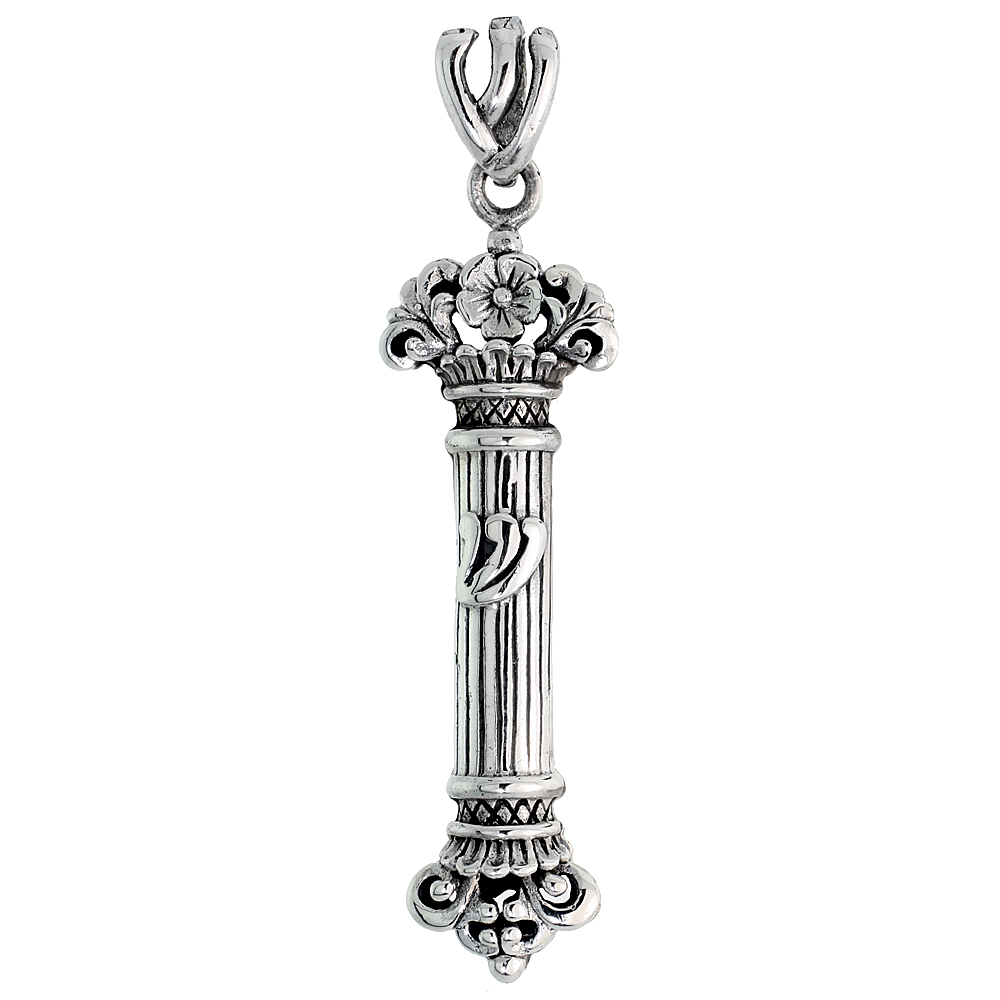 Sterling Silver Mezuzah Pendant w/ no parchment, 2 inch