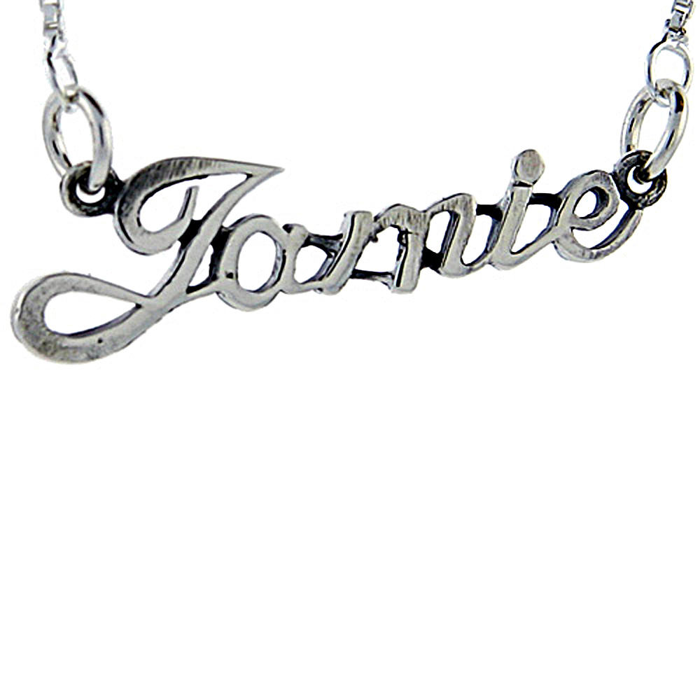 Sterling Silver Name Necklace Jamie 3/8 Inch, 17 Inches Long