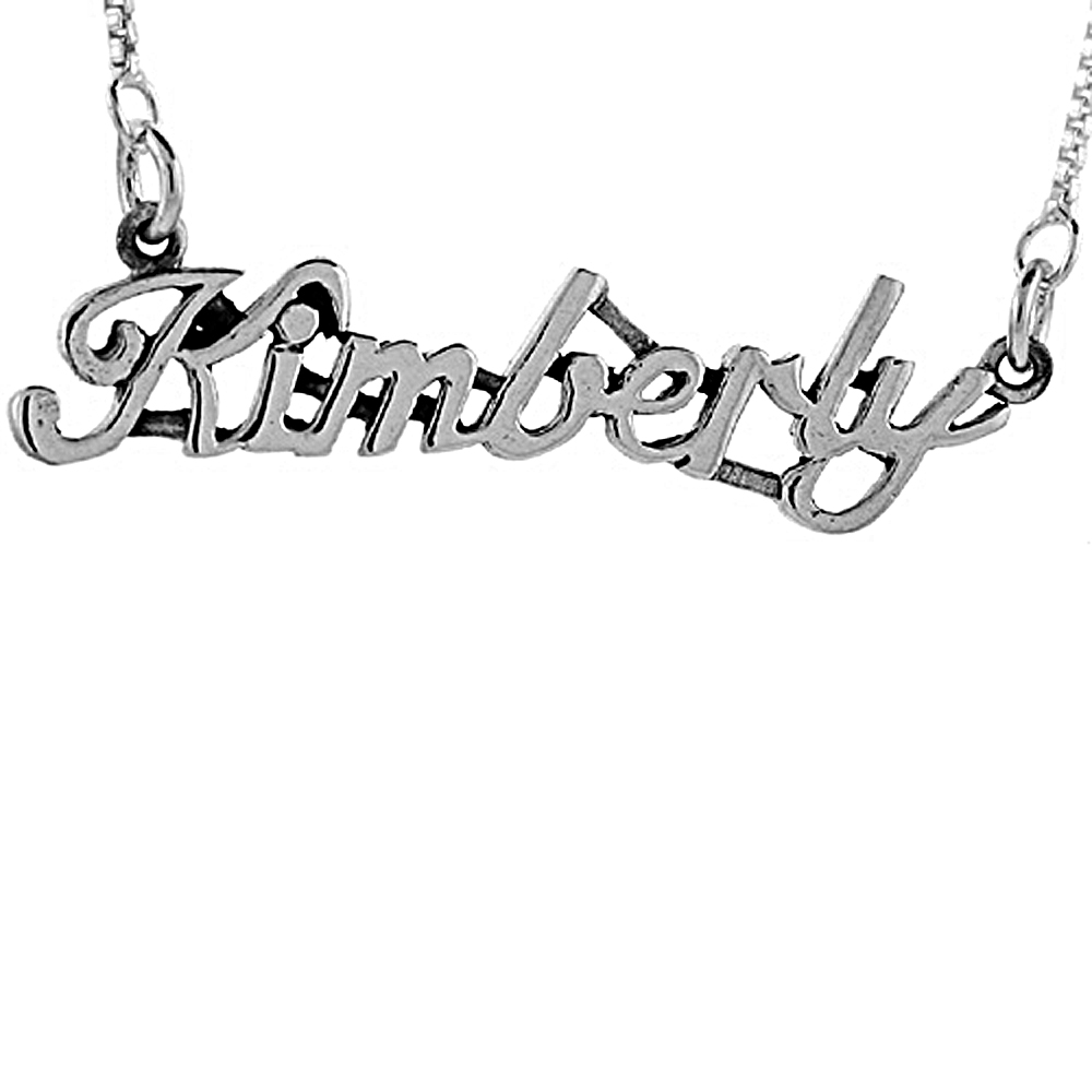 Sterling Silver Name Necklace Kimberly 3/8 Inch, 17 Inches Long