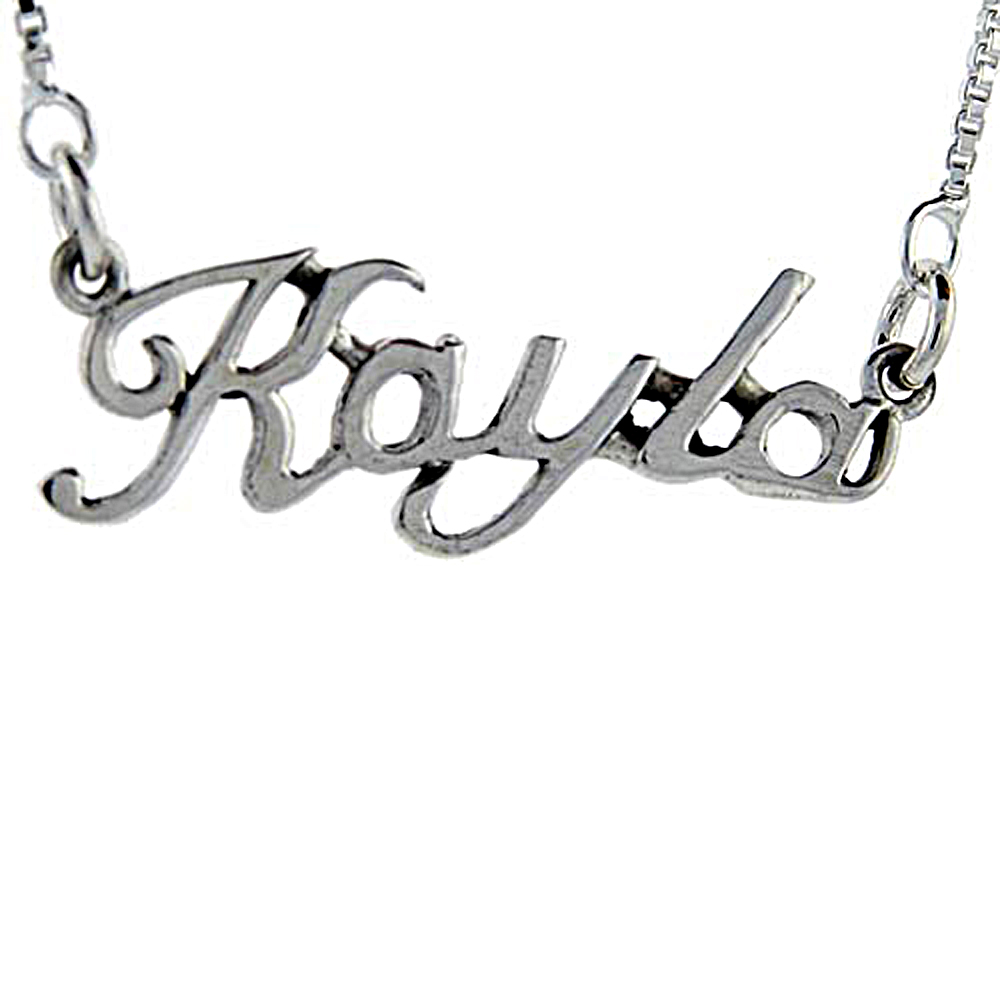 Sterling Silver Name Necklace Kayla 3/8 Inch, 17 Inches Long