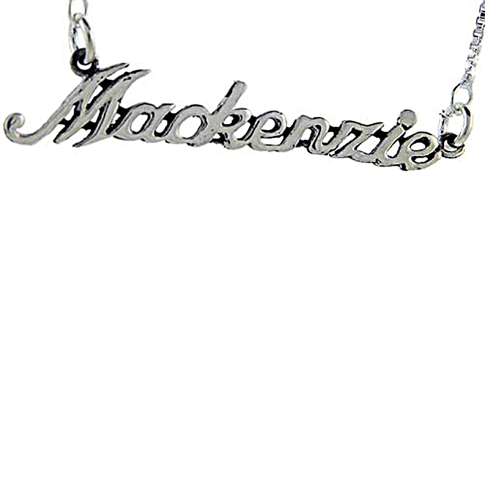 Sterling Silver Name Necklace Mackenzie 3/8 Inch, 17 Inches Long