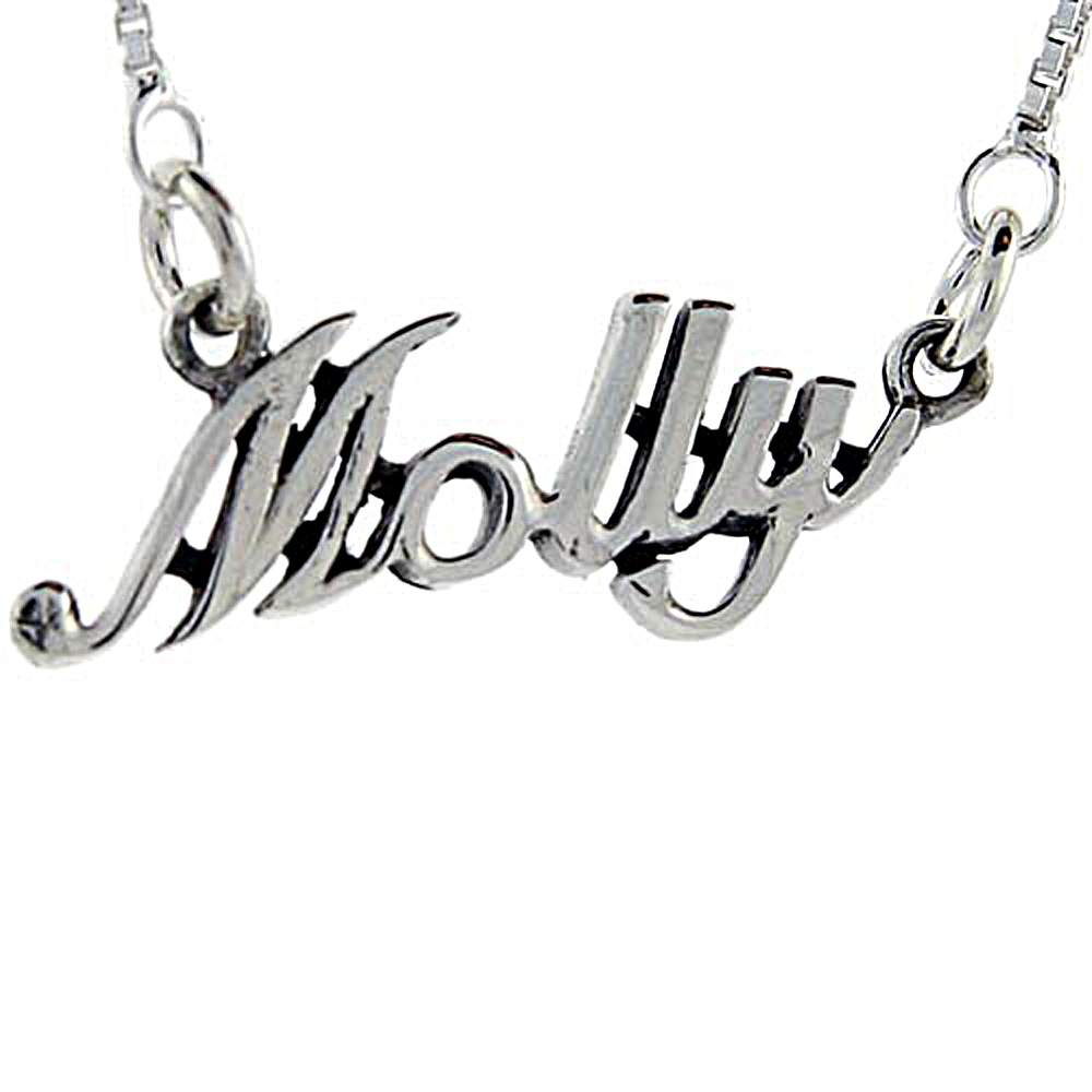 Sterling Silver Name Necklace Molly 3/8 Inch, 17 Inches Long