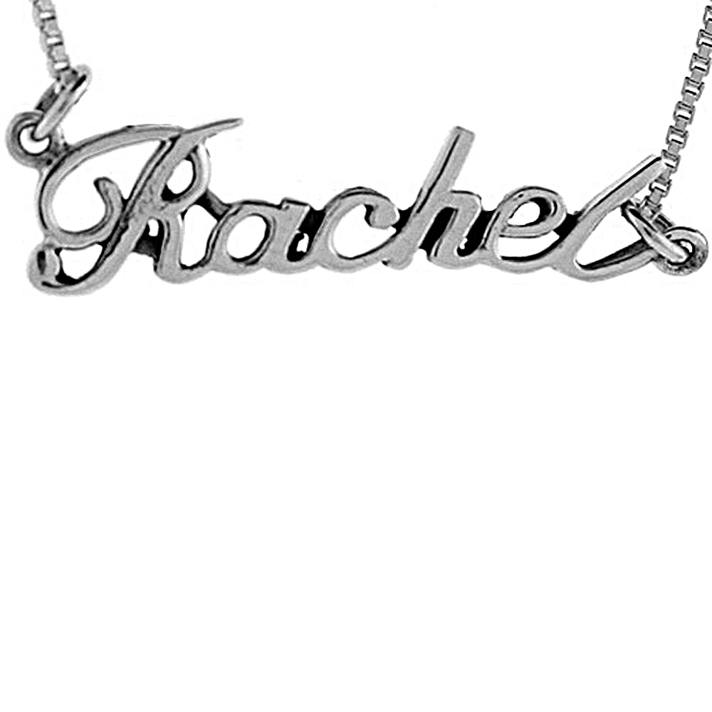 Sterling Silver Name Necklace Rachel 3/8 Inch, 17 Inches Long