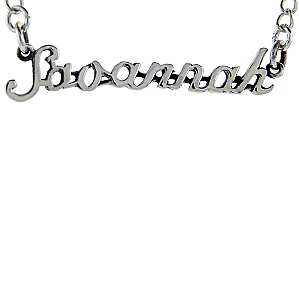 Sterling Silver Name Necklace Savannah 3/8 Inch, 17 Inches Long