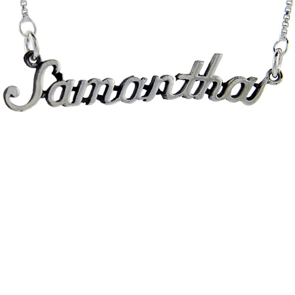 Sterling Silver Name Necklace Samantha 3/8 Inch, 17 Inches Long