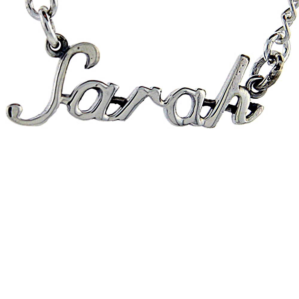 Sterling Silver Name Necklace Sarah 3/8 Inch, 17 Inches Long