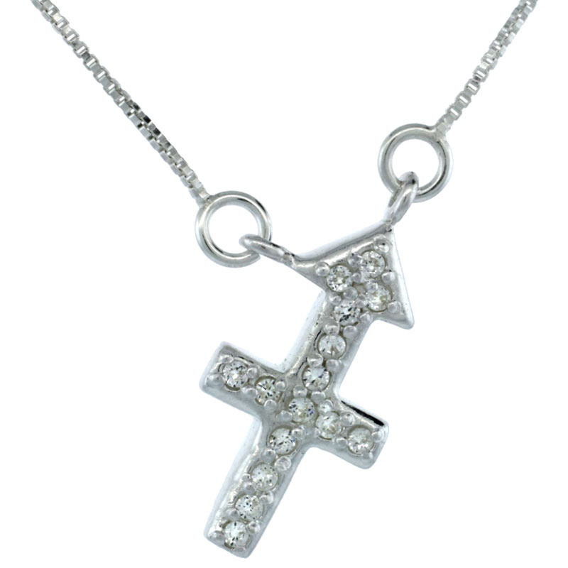 Sterling Silver Zodiac Sign Sagittarius Pendant Necklace, " The Archer " Astrological Sign ( Nov 22 - Dec 21 ), 3/4 in. (19 mm) tall