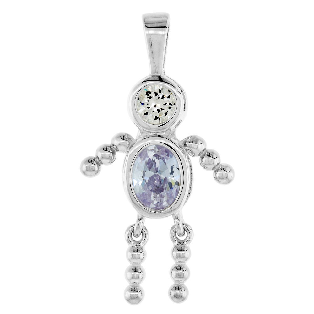 Sterling Silver Birthstone Charm June Baby Brat Boy Alexandrite Color Cubic Zirconia