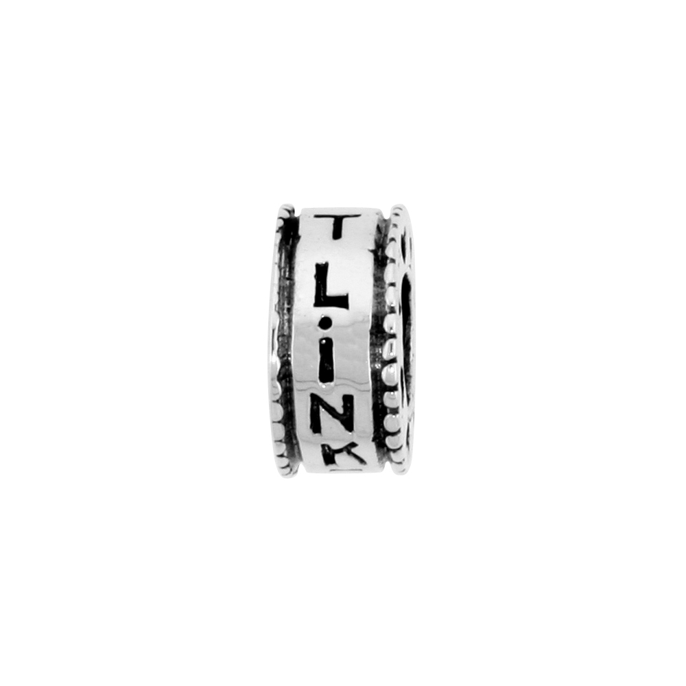 Sterling Silver Link It Charm Bead for Charm Bracelets fits 3mm Snake Chain Bracelets Oxidized Finish