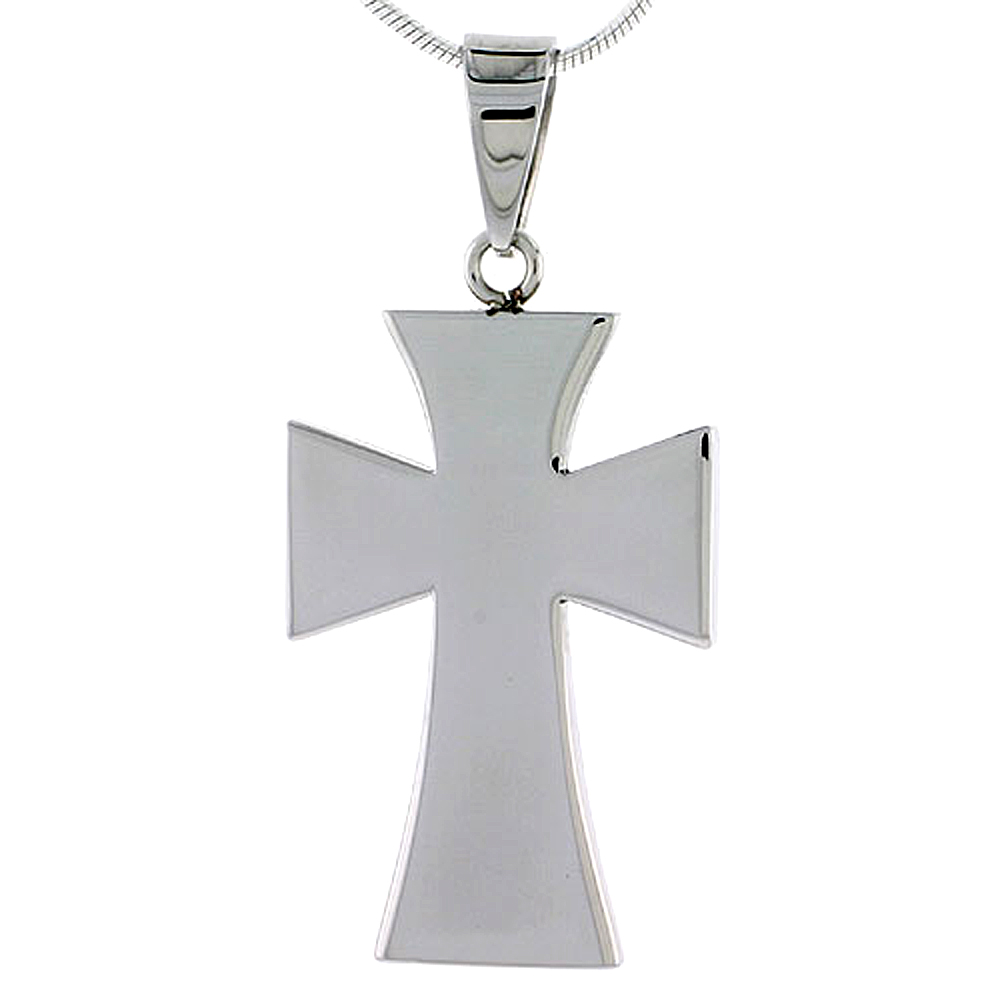 Stainless Steel Maltese Cross Necklace, 1 3/16 inch tall, w/ 30 inch Chain
